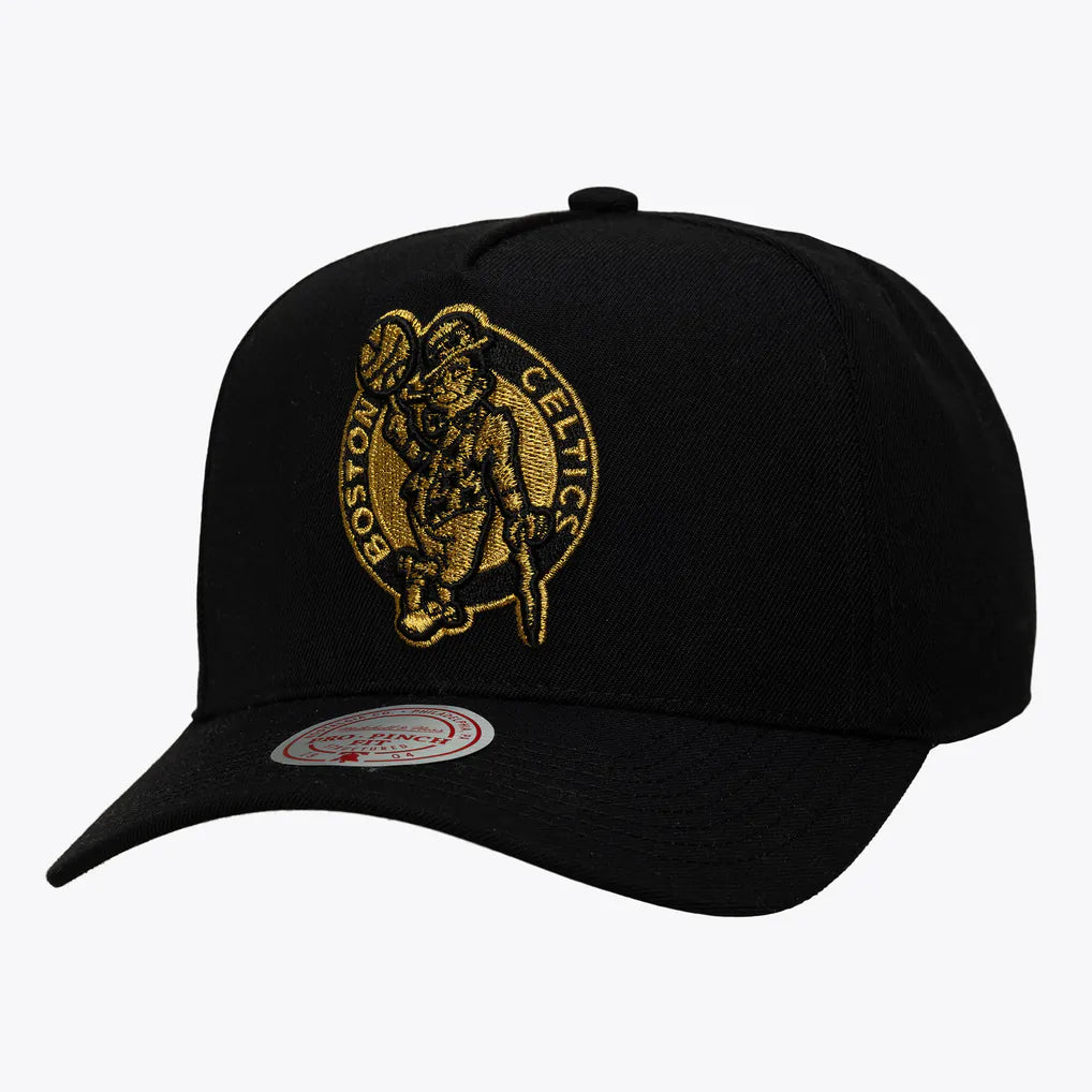 MITCHELL & NESS : NBA Boston Celtics Black & Gold Pro Pinch Snapback Hat