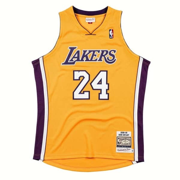 Mitchell & Ness : Men's Kobe Bryant Gold Los Angeles Lakers 2008/09 Hardwood Classics Authentic Player Jersey
